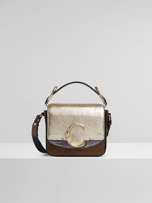 Mini Bolsos Mujer Chloé C Doradas Suede Cowhide BAJN34092